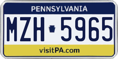 PA license plate MZH5965