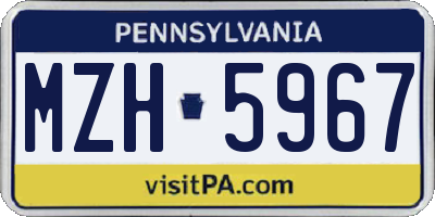 PA license plate MZH5967