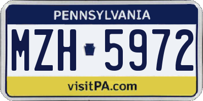 PA license plate MZH5972