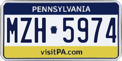 PA license plate MZH5974