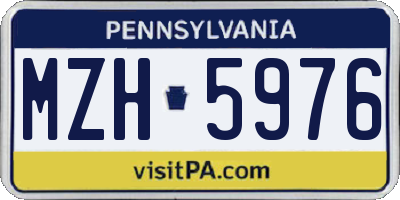 PA license plate MZH5976