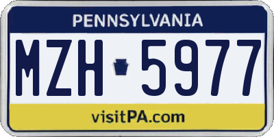 PA license plate MZH5977