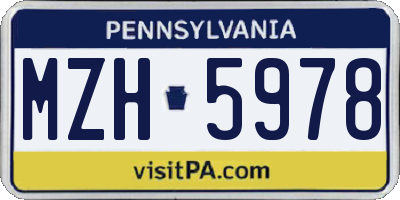 PA license plate MZH5978