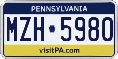PA license plate MZH5980
