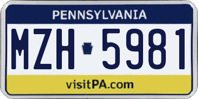 PA license plate MZH5981