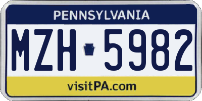 PA license plate MZH5982