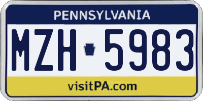 PA license plate MZH5983