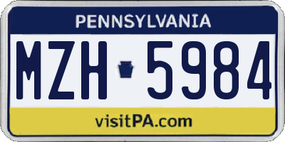 PA license plate MZH5984