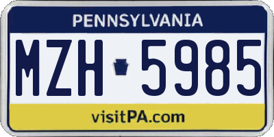 PA license plate MZH5985