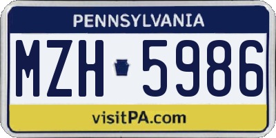 PA license plate MZH5986