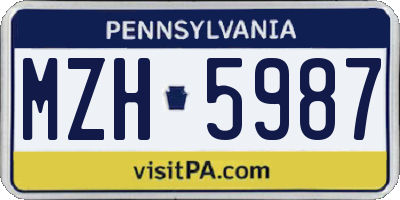 PA license plate MZH5987