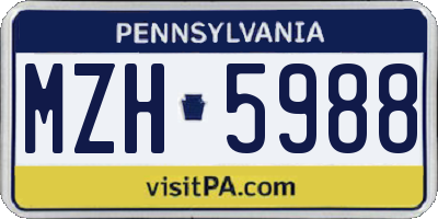 PA license plate MZH5988