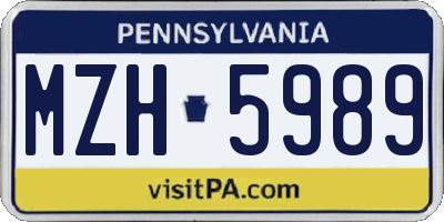 PA license plate MZH5989