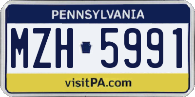 PA license plate MZH5991