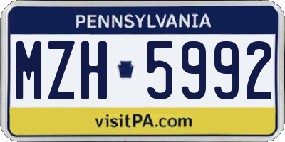 PA license plate MZH5992