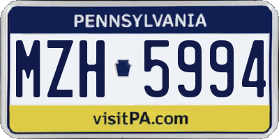 PA license plate MZH5994