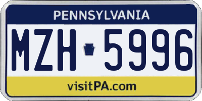 PA license plate MZH5996