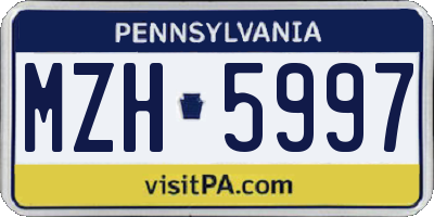PA license plate MZH5997