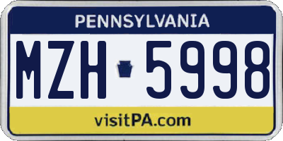 PA license plate MZH5998