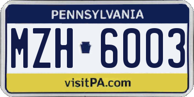 PA license plate MZH6003