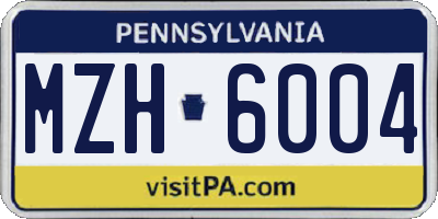 PA license plate MZH6004