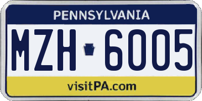 PA license plate MZH6005