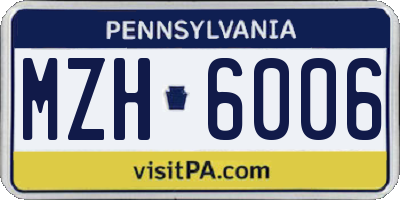 PA license plate MZH6006