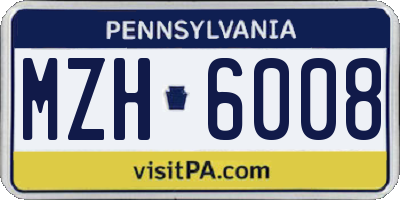 PA license plate MZH6008