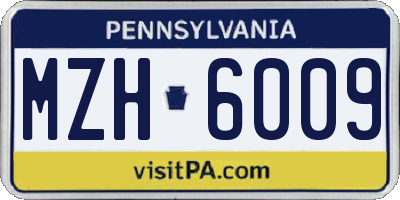 PA license plate MZH6009