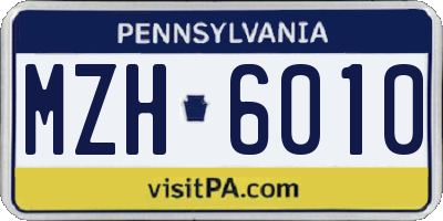 PA license plate MZH6010