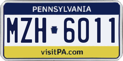 PA license plate MZH6011