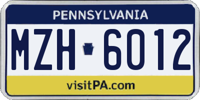 PA license plate MZH6012