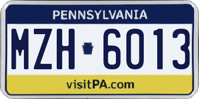 PA license plate MZH6013