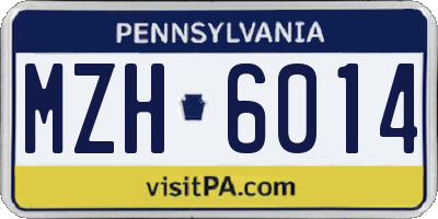 PA license plate MZH6014