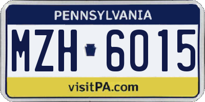 PA license plate MZH6015