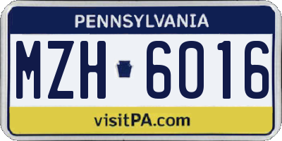 PA license plate MZH6016