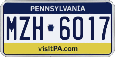 PA license plate MZH6017
