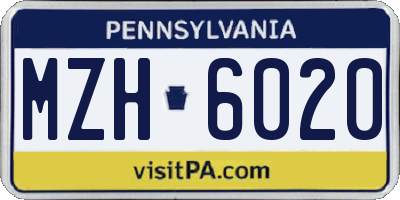 PA license plate MZH6020