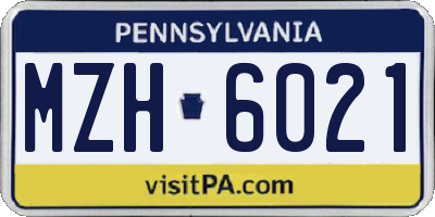 PA license plate MZH6021