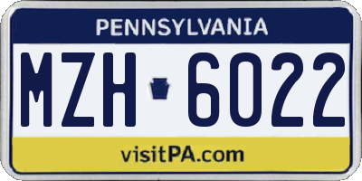PA license plate MZH6022