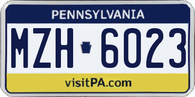 PA license plate MZH6023