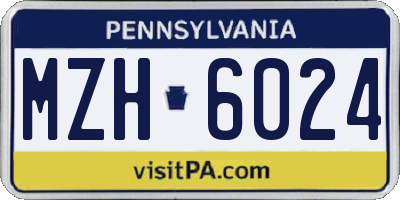 PA license plate MZH6024