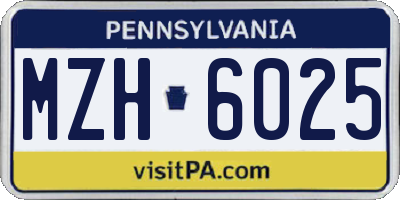 PA license plate MZH6025