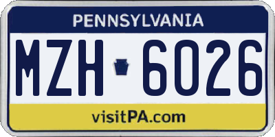 PA license plate MZH6026