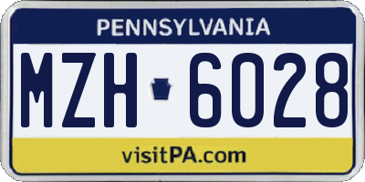 PA license plate MZH6028