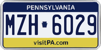 PA license plate MZH6029