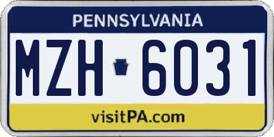 PA license plate MZH6031