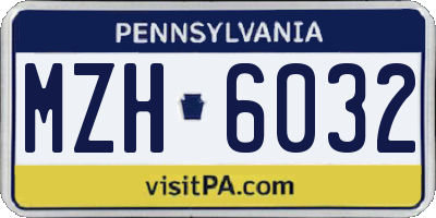 PA license plate MZH6032