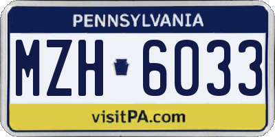 PA license plate MZH6033