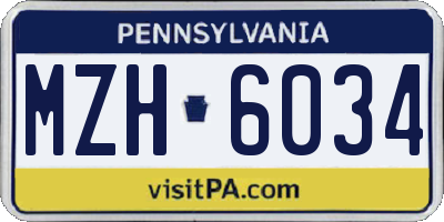 PA license plate MZH6034